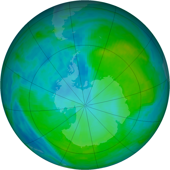 Antarctic ozone map for 01 February 1990